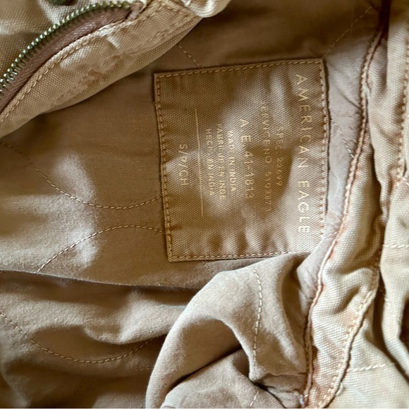 American Eagle Anorak Jacket Faux Fur Hood Zip Up Mid Length Parka Size Small - Picture 4 of 5